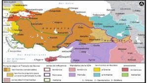 Situación de Turquía y su región circundante luego del Tratado de Sèvres (1920) Traducción propia en base a www.atlas-historique.net
